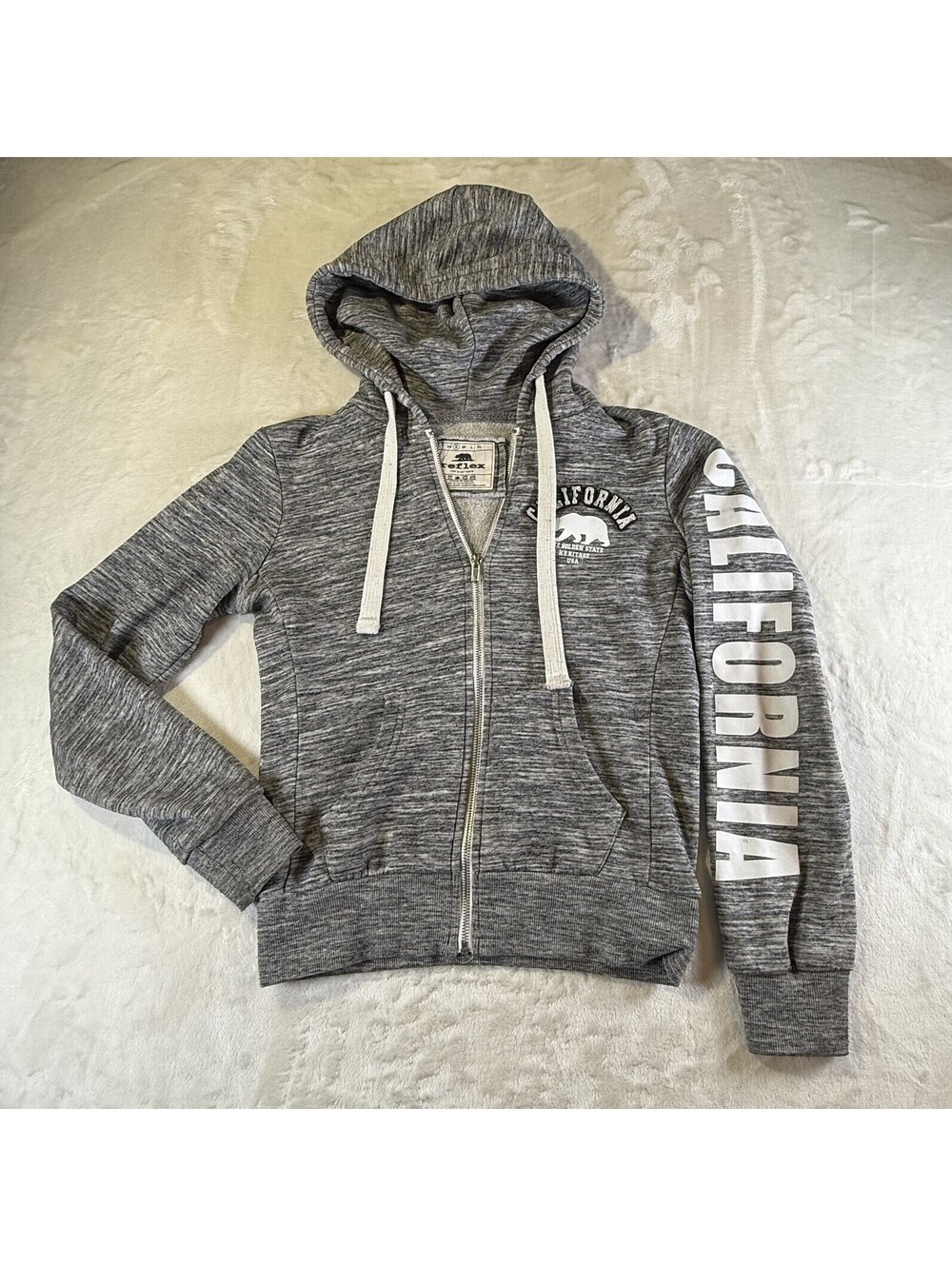 Reflex California Golden State Bear Zip Up Hoodie Women's S Gray